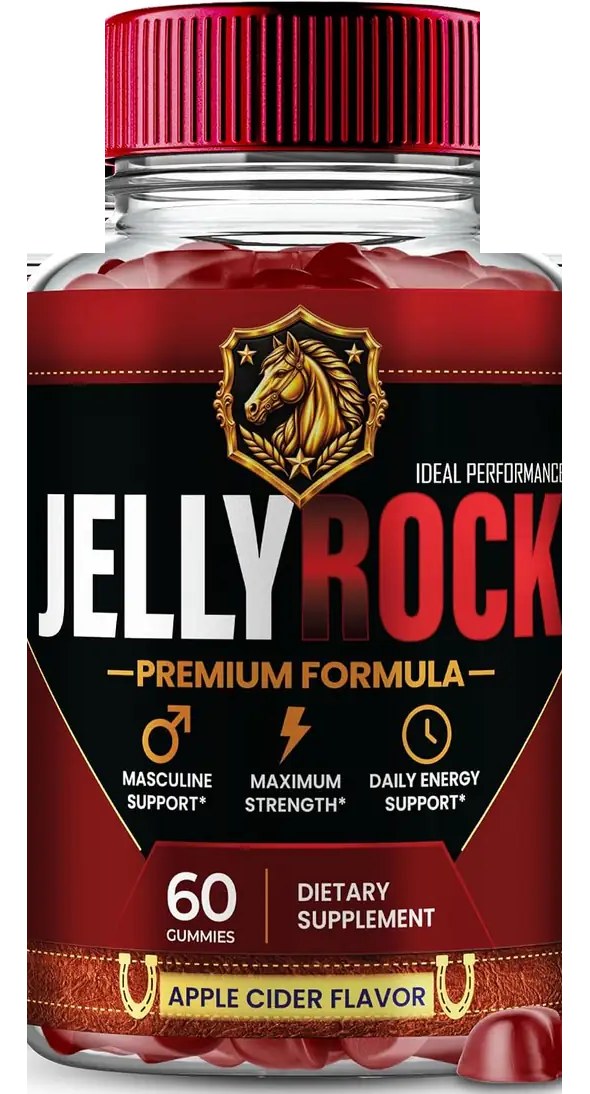 JellyRock Premium Formula jar of 60 apple cider flavour gummies